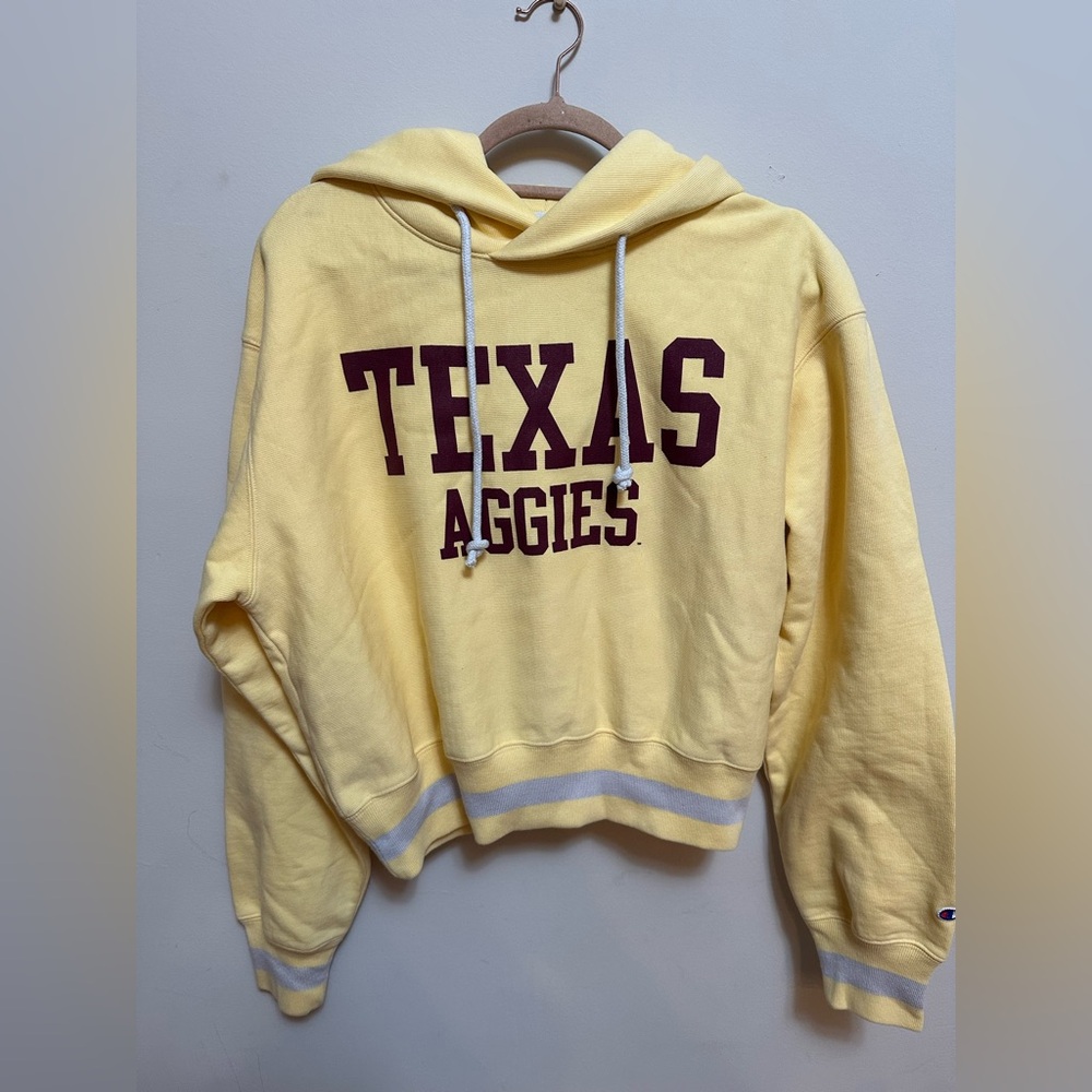 Champion Reverse Weave Texas Aggies Cropped Hoodie Size M NWT